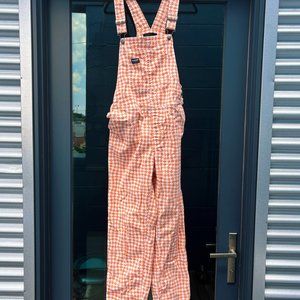 Wildfang Orange Checkered Overalls